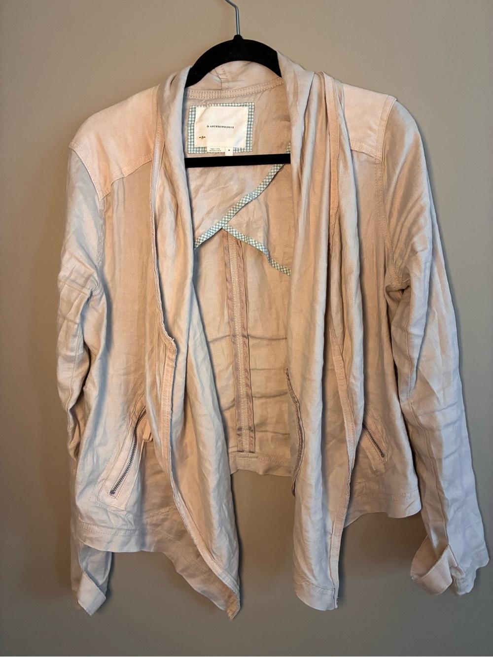 Anthropologie Gulliver Open-Front Draped Jacket in Stone Color